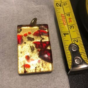 Murano gold and red glass pendant